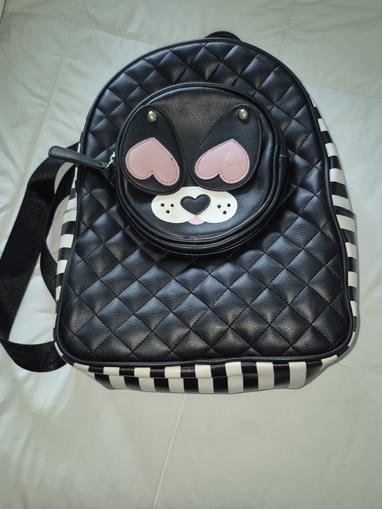 Betsey Johnson Black Quilted Puppy Backpack with Pink Heart Ears main image 11